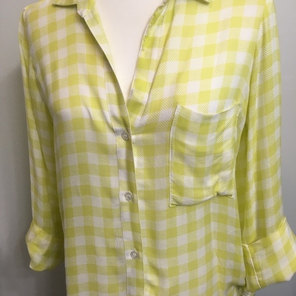 Bella Dahl Anthro Yellow Checkered Plaid Top - Picture 3 of 7